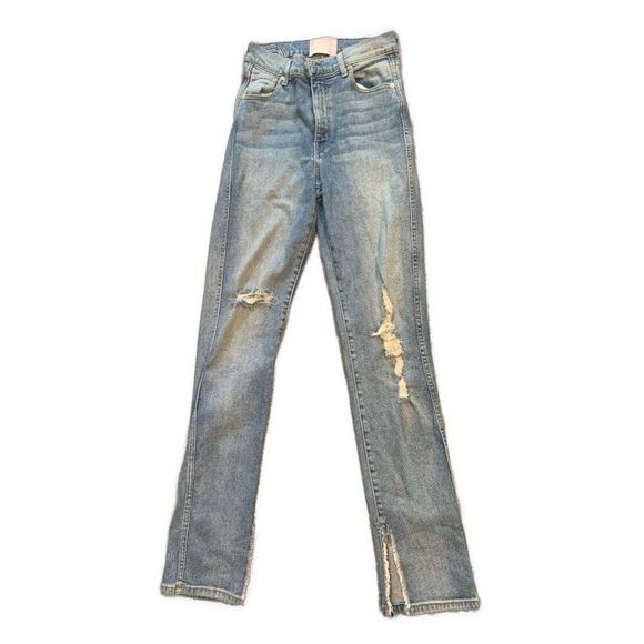 Revice Womens Medium Blue High Rise Waist Distressed Straight Leg Jeans Denim 28 - Picture 1 of 4